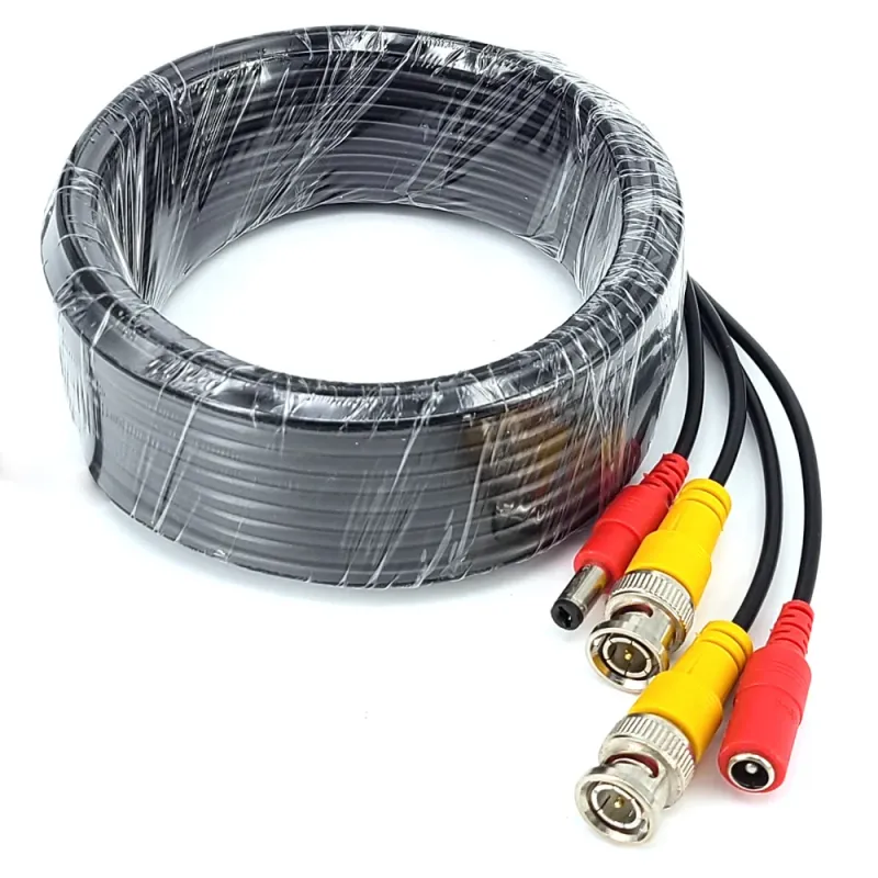 SP-CN301 coil of black BNC video and DC power camera cable with connectors