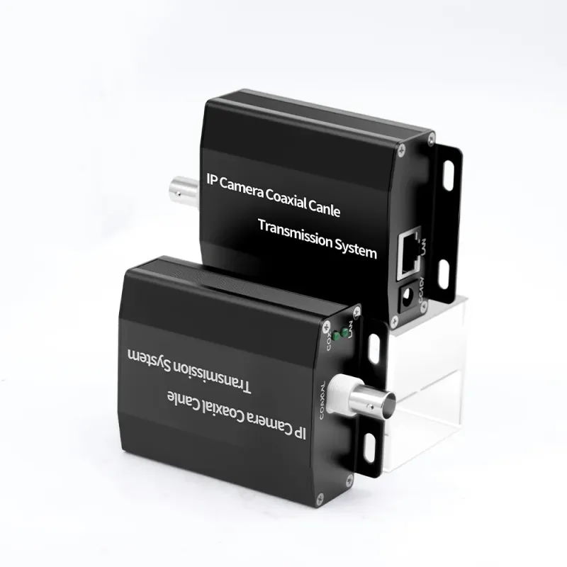 SP-EC301 pair of black aluminium long-range IP over coax extenders