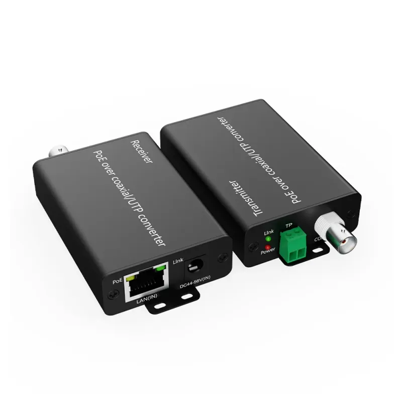 SP-EC305 pair of black PoE Ethernet extenders with BNC and terminal block line ports